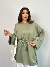 Kadın Bel Bağlamalı Kol Detaylı Tunik 8896 - Yeşil